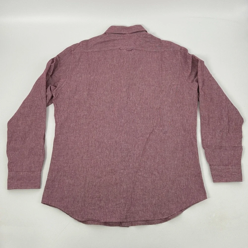 Banana Republic Shirt Men Large Red Linen Cotton Slim Fit Long Sleeve‎ Button Up